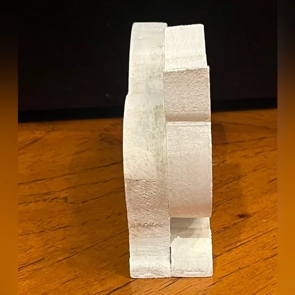 Vintage rustic handmade wooden White sitting Cat Decor. GUC! - Picture 4 of 7